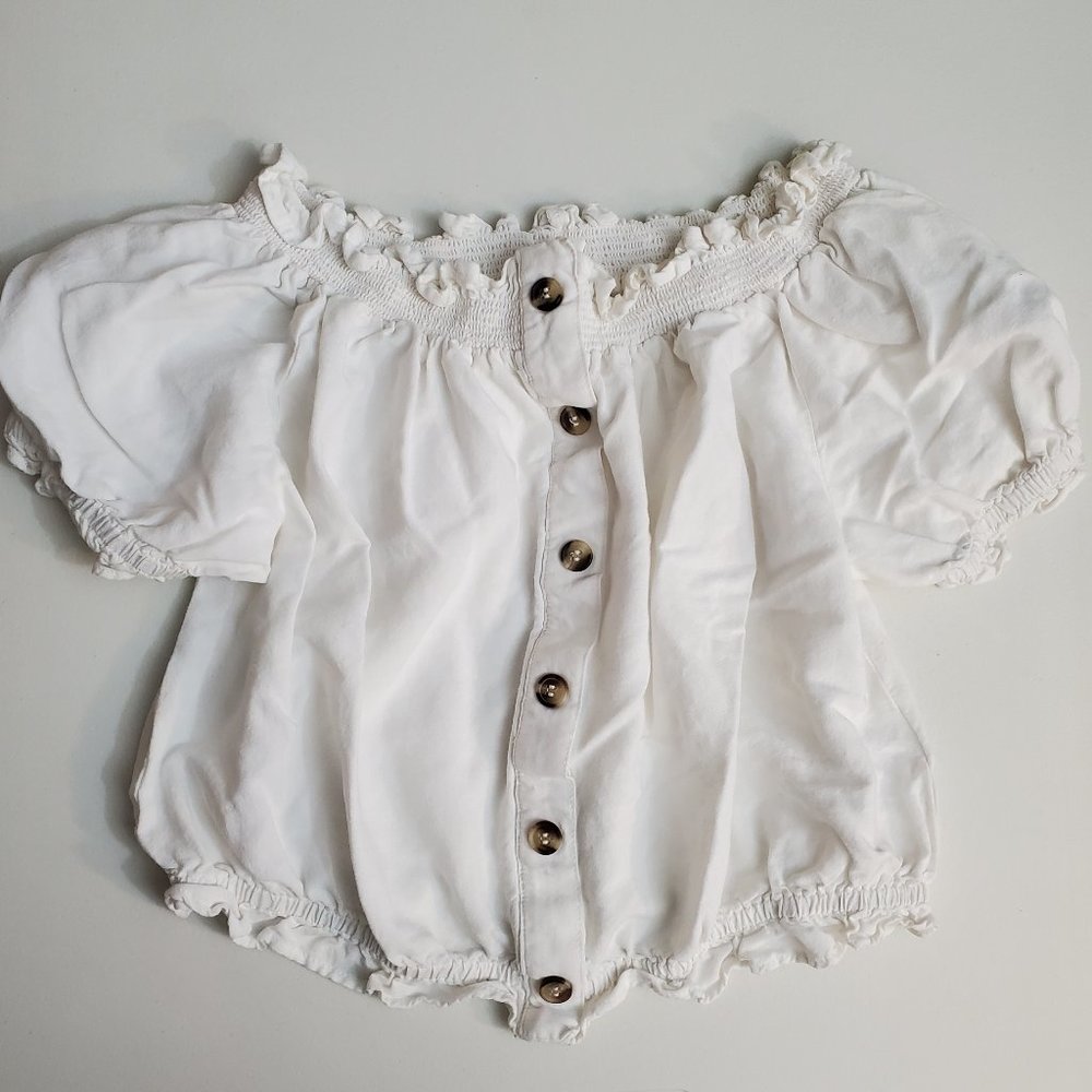 H&M White Off Shoulder Top size 8